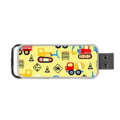 Seamless-pattern-vector-industrial-vehicle-cartoon Portable Usb Flash (two Sides) by Jancukart