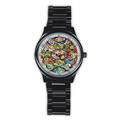 Character Disney Stained Stainless Steel Round Watch by artworkshop