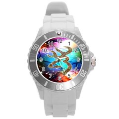 Browning Deer Glitter Galaxy Round Plastic Sport Watch (l) by artworkshop