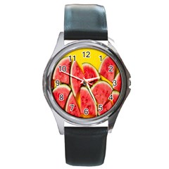 Watermelon Round Metal Watch by artworkshop