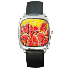 Watermelon Square Metal Watch by artworkshop