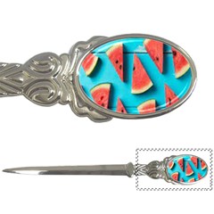 Watermelon Blue Background Letter Opener by artworkshop