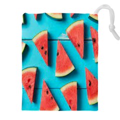 Watermelon Blue Background Drawstring Pouch (4xl) by artworkshop