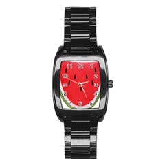 Watermelon Pillow Fluffy Stainless Steel Barrel Watch by artworkshop