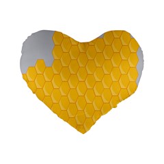 Hexagons Yellow Honeycomb Hive Bee Hive Pattern Standard 16  Premium Heart Shape Cushions by artworkshop