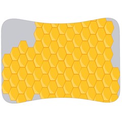 Hexagons Yellow Honeycomb Hive Bee Hive Pattern Velour Seat Head Rest Cushion by artworkshop