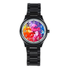 Colorful Painting Stainless Steel Round Watch by artworkshop