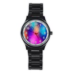 Triangles Polygon Color Stainless Steel Round Watch Front