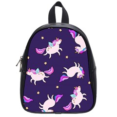 Fantasy-fat-unicorn-horse-pattern-fabric-design School Bag (small) by Jancukart