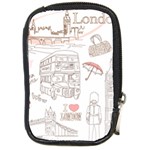 I Love London Drawing Compact Camera Leather Case Front