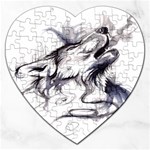 Tattoo-ink-flash-drawing-wolf Jigsaw Puzzle (Heart) Front