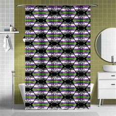 Hackers Town Void Mantis Hexagon Agender Nine 9 Stripe Pride Flag Shower Curtain 48  X 72  (small)  by WetdryvacsLair