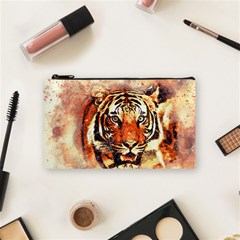 Tiger-portrait-art-abstract Cosmetic Bag (small) by Jancukart