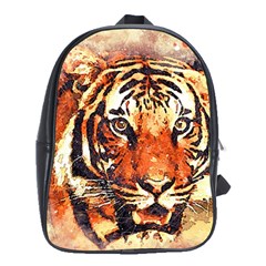 Tiger-portrait-art-abstract School Bag (xl) by Jancukart