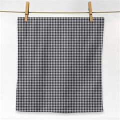 Soot Black And White Handpainted Houndstooth Check Watercolor Pattern Face Towel by PodArtist