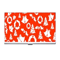 Orange Background Card Christmas  Business Card Holder by artworkshop