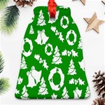 Green  Background Card Christmas  Bell Ornament (Two Sides) Front