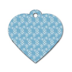 Snowflakes, White Blue Dog Tag Heart (one Side) by nateshop