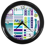 Peacock Pattern Wall Clock (Black) Front