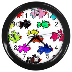 Fish Fishes Marine Life Swimming Water Wall Clock (black) by Sapixe