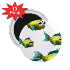 Fish Vector Green 2 25  Magnets (10 Pack)  by Sapixe