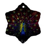 Beautiful Peacock Feather Ornament (Snowflake) Front