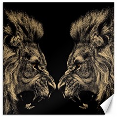 Animalsangry Male Lions Conflict Canvas 20  X 20  by Jancukart