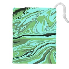 Waves Marbled Abstract Background Drawstring Pouch (5xl) by Amaryn4rt