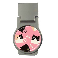 Cat Pattern Backgroundpet Money Clips (round)  by Amaryn4rt