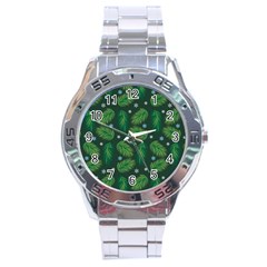Leaves Snowflake Pattern Holiday Stainless Steel Analogue Watch by Amaryn4rt