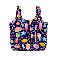 Cute-seamless-pattern-with-colorful-sweets-cakes-lollipops Full Print Recycle Bag (m) by Wegoenart