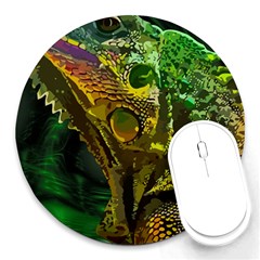 Chameleon Reptile Lizard Animal Round Mousepads by Wegoenart