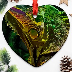 Chameleon Reptile Lizard Animal Heart Ornament (two Sides) by Wegoenart