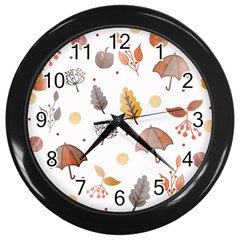 Autumn Boho Art Boho Background Wall Clock (black) by Wegoenart