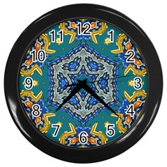 Illustration Art Pattern Design Wallpaper Wall Clock (black) by Wegoenart