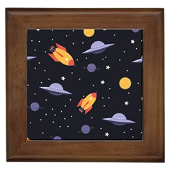 Cosmos Rocket Spaceships Ufo Framed Tile by Wegoenart