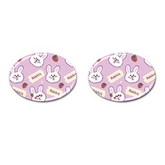 Illustration Rabbit Cartoon Background Pattern Cufflinks (oval) by Sudhe