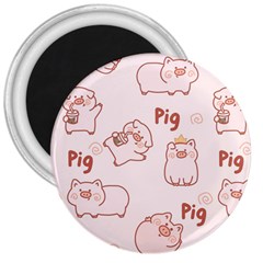 Pig Cartoon Background Pattern 3  Magnets by Sudhe