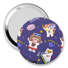 Girl Cartoon Background Pattern 3  Handbag Mirrors by Sudhe