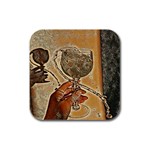 A Little Glass Of White Wine - Italian Drinks Rubber Square Coaster (4 pack) Front