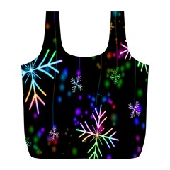 Snowflakes Lights Full Print Recycle Bag (l) by artworkshop