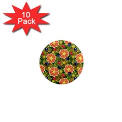 Fruits Star Blueberry Cherry Leaf 1  Mini Magnet (10 Pack)  by Ravend