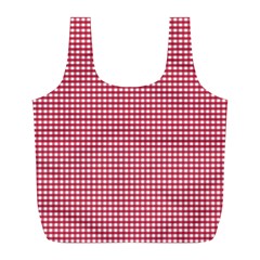 Red Gingham Check Full Print Recycle Bag (l) by artworkshop