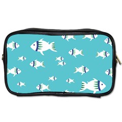 Blue Fish Pattern Toiletries Bag (two Sides) by danenraven