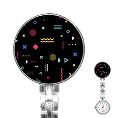 Geometric Art Colorful Shape Stainless Steel Nurses Watch by Ravend