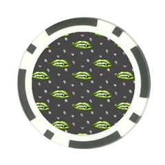 Green Vampire Mouth - Halloween Modern Decor Poker Chip Card Guard (10 Pack) by ConteMonfrey