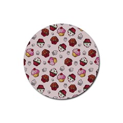 Cake Cupcake Sweet Dessert Food Rubber Coaster (round) by Ravend