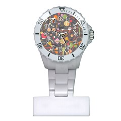 Illustration Shape Tribal Pattern Round Plastic Nurses Watch by Wegoenart