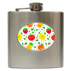 Pattern Fruit Fruits Orange Green Hip Flask (6 Oz) by Wegoenart