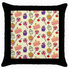 Cupcake Pattern Lollipop Throw Pillow Case (black) by Wegoenart